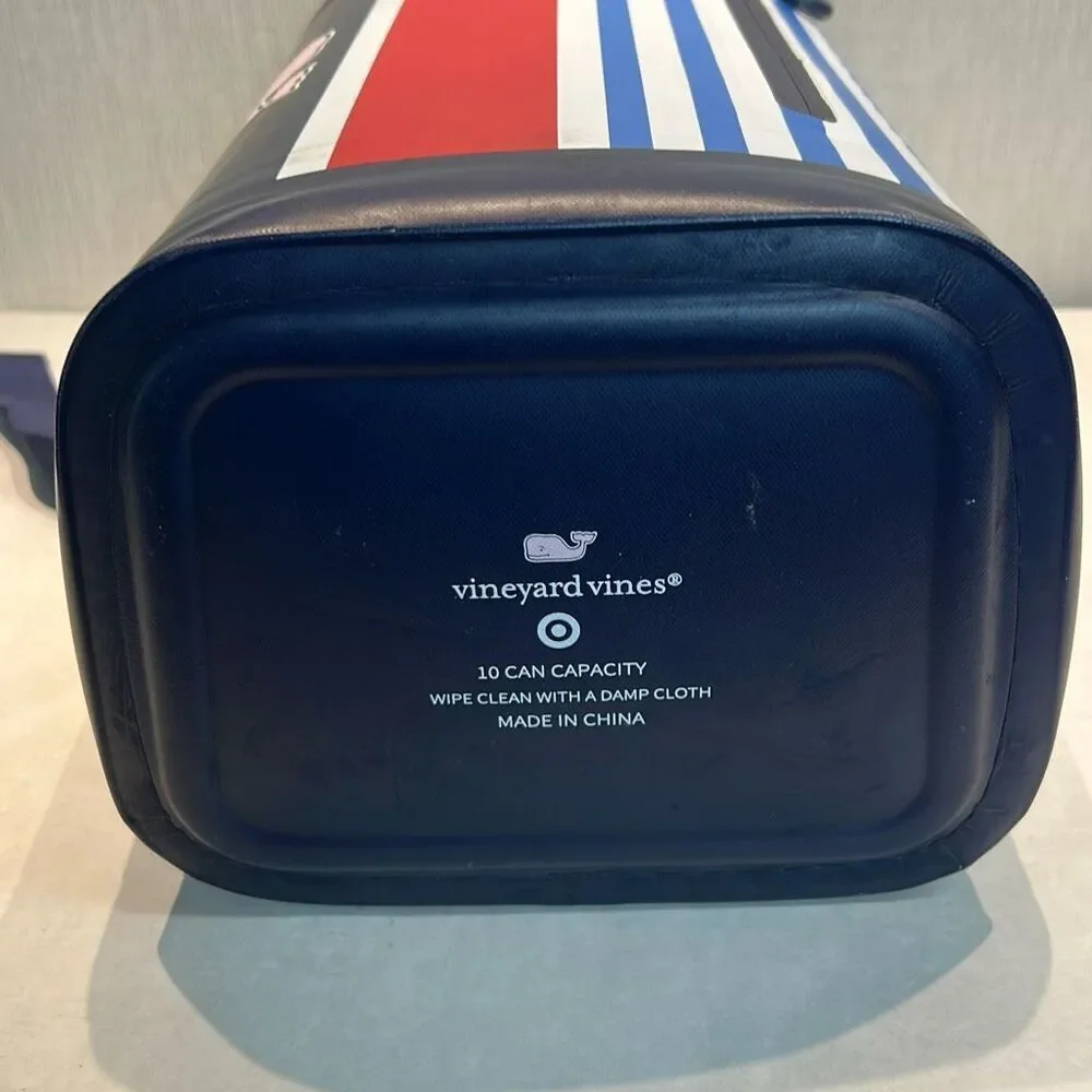 Vineyard Vines Insulated Sling Cooler Patriotic Pink Whale Red White Blue Stripe